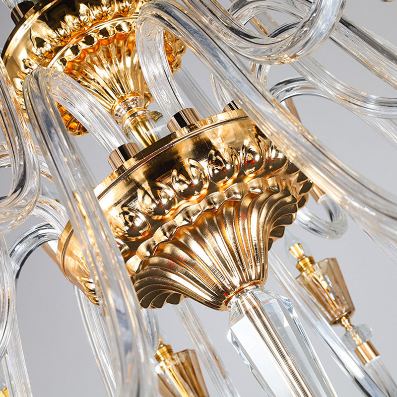 Traditional French Candle Shape Glass Lampshade Alloy 18 - Light Chandeliers For Living Room