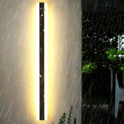 Aplique de pared LED de hierro acrílico en forma de barra larga, minimalista moderno e impermeable, para patio al aire libre 