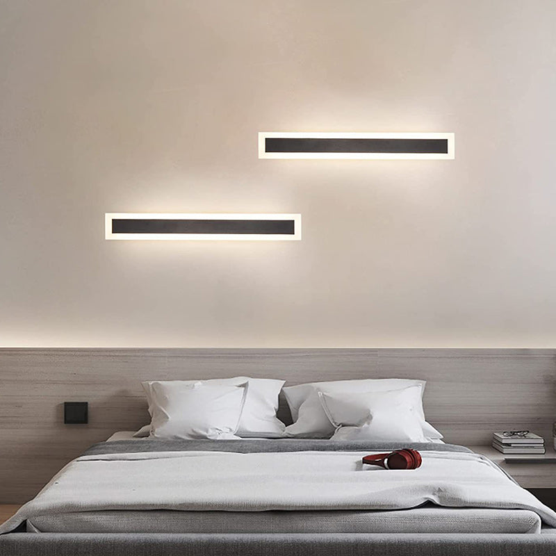 Aplique de pared LED de hierro acrílico en forma de barra larga, minimalista moderno e impermeable, para patio al aire libre 