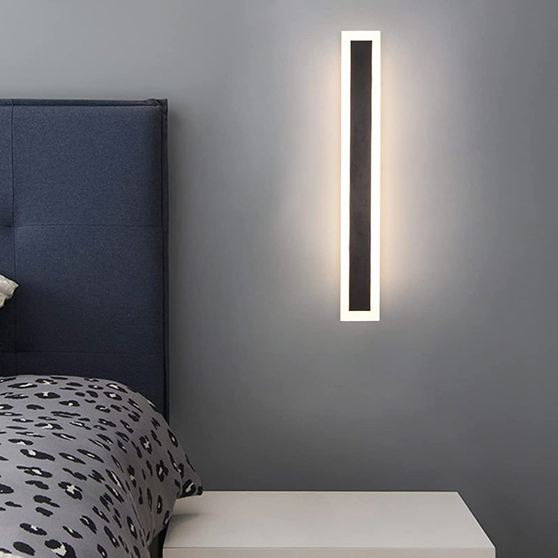 Aplique de pared LED de hierro acrílico en forma de barra larga, minimalista moderno e impermeable, para patio al aire libre 