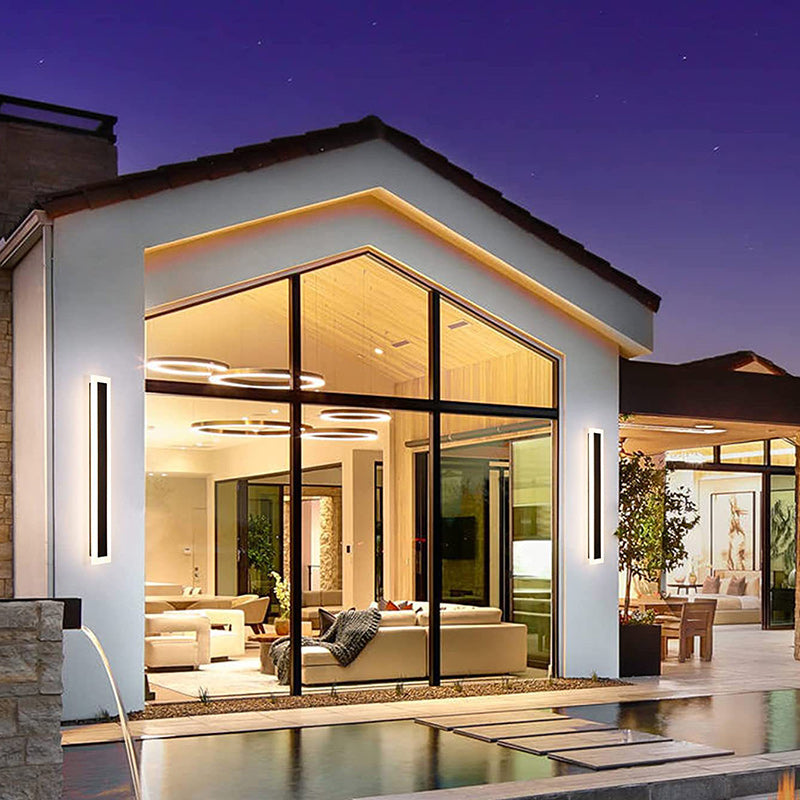 Aplique de pared LED de hierro acrílico en forma de barra larga, minimalista moderno e impermeable, para patio al aire libre 