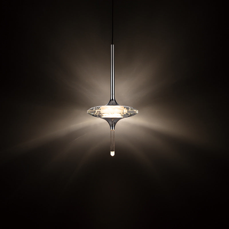 Lustre moderne de luxe avec abat-jour en cristal ovale pointu Matériel 1/4/6/7 - Lumière pour salle à manger 