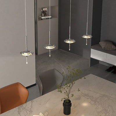 Lustre moderne de luxe avec abat-jour en cristal ovale pointu Matériel 1/4/6/7 - Lumière pour salle à manger 