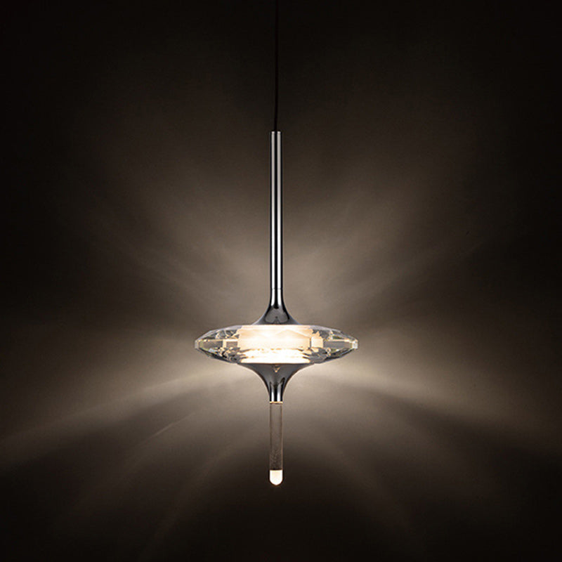 Lustre moderne de luxe avec abat-jour en cristal ovale pointu Matériel 1/4/6/7 - Lumière pour salle à manger 