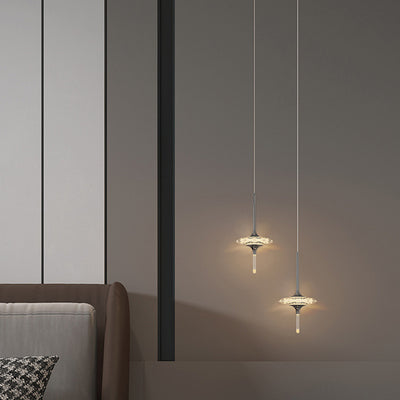 Lustre moderne de luxe avec abat-jour en cristal ovale pointu Matériel 1/4/6/7 - Lumière pour salle à manger 