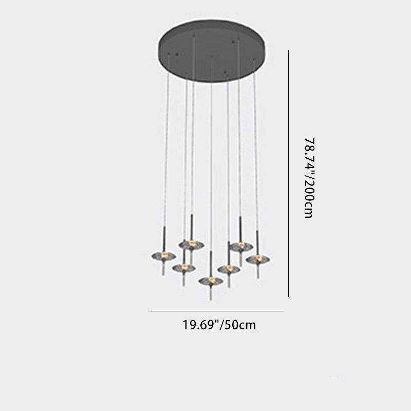 Lustre moderne de luxe avec abat-jour en cristal ovale pointu Matériel 1/4/6/7 - Lumière pour salle à manger 