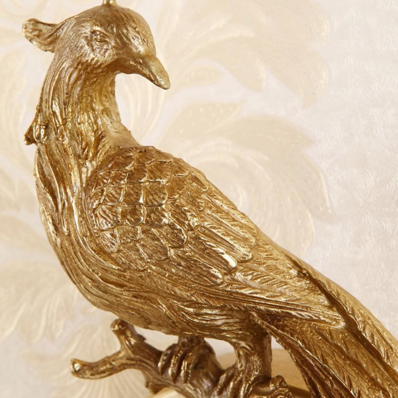 Traditionelle französische Phoenix Vollkupfer Stofflampenschirm Kristall 2-Licht Wandleuchte für Wohnzimmer 
