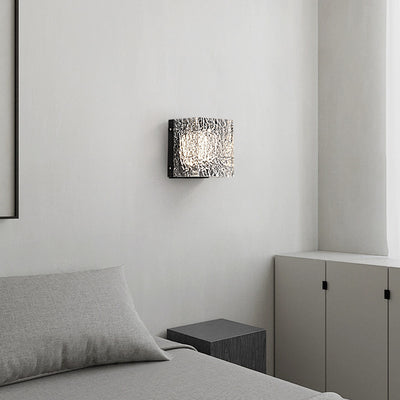 Modern Art Deco Square Aluminum Acrylic Transparent Ripples Lampshade LED Wall Sconce Lamp For Hallways