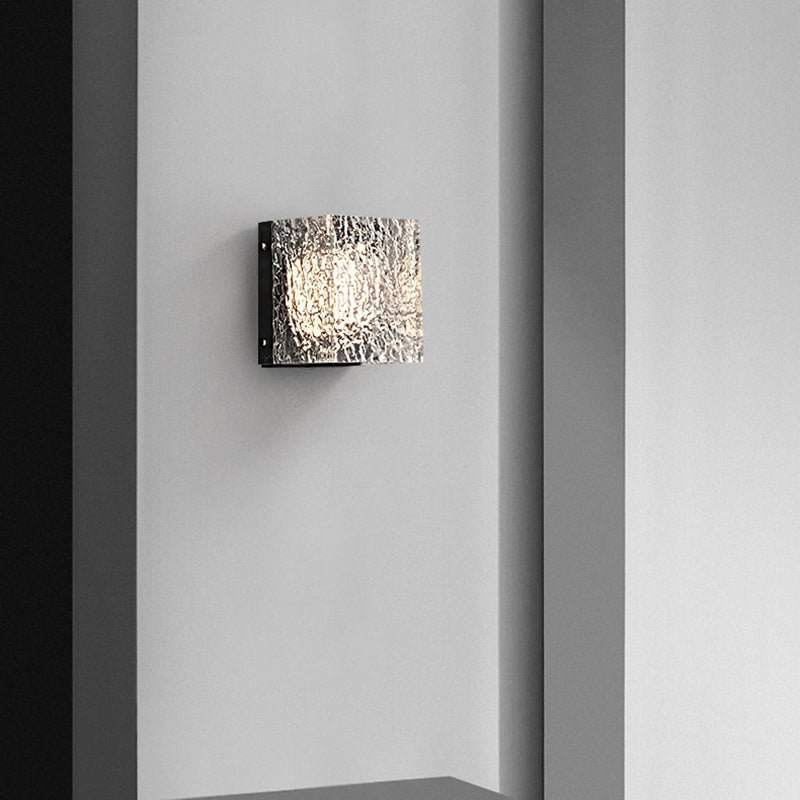 Modern Art Deco Square Aluminum Acrylic Transparent Ripples Lampshade LED Wall Sconce Lamp For Hallways