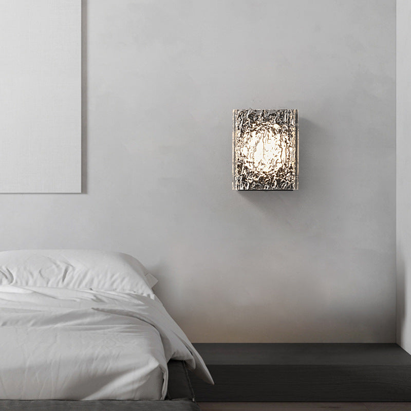 Modern Art Deco Square Aluminum Acrylic Transparent Ripples Lampshade LED Wall Sconce Lamp For Hallways