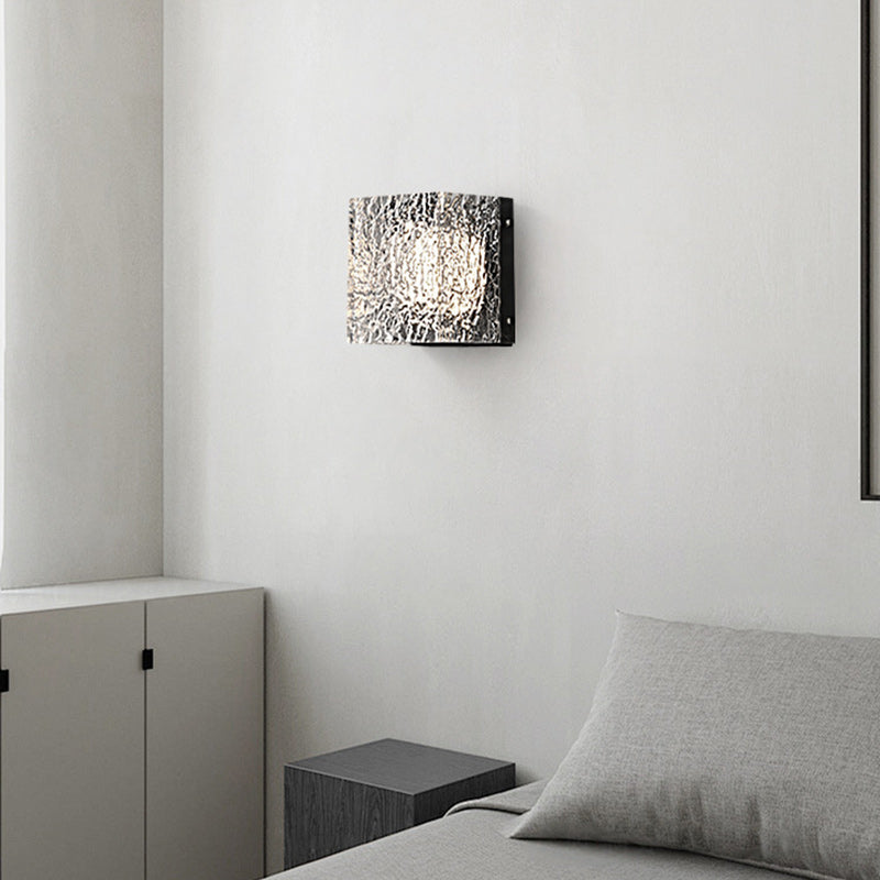 Modern Art Deco Square Aluminum Acrylic Transparent Ripples Lampshade LED Wall Sconce Lamp For Hallways