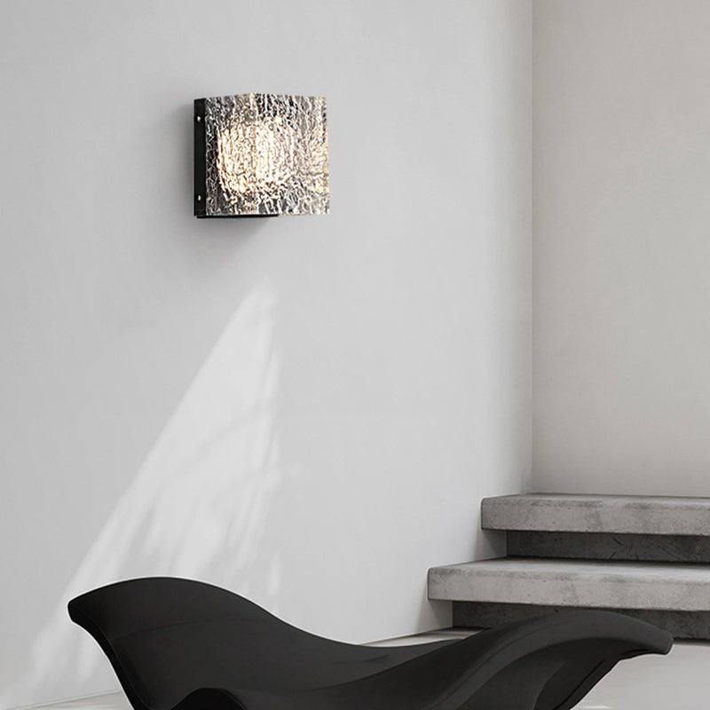 Modern Art Deco Square Aluminum Acrylic Transparent Ripples Lampshade LED Wall Sconce Lamp For Hallways