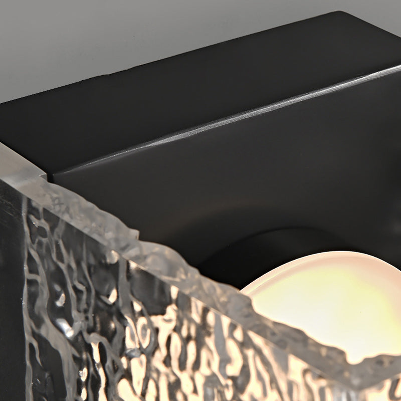 Modern Art Deco Square Aluminum Acrylic Transparent Ripples Lampshade LED Wall Sconce Lamp For Hallways