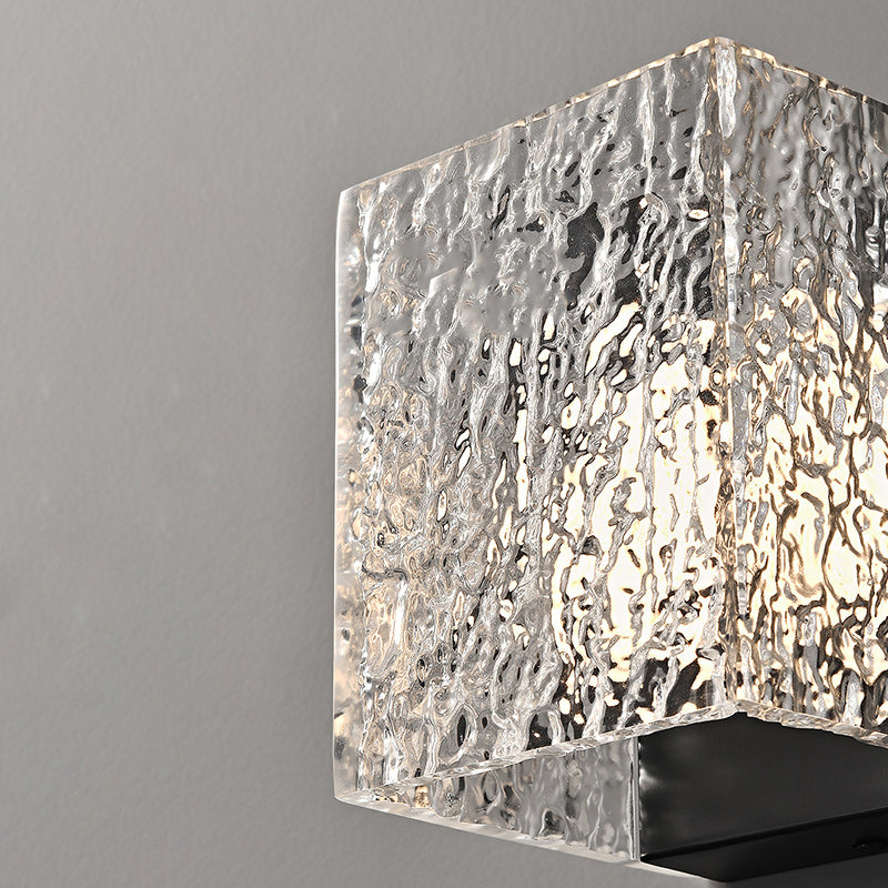 Modern Art Deco Square Aluminum Acrylic Transparent Ripples Lampshade LED Wall Sconce Lamp For Hallways