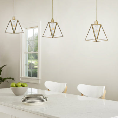 Abat-jour en verre conique nordique contemporain en cuivre complet 1 - Suspension lumineuse pour salle à manger 