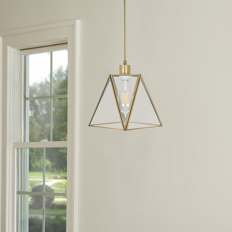 Abat-jour en verre conique nordique contemporain en cuivre complet 1 - Suspension lumineuse pour salle à manger 