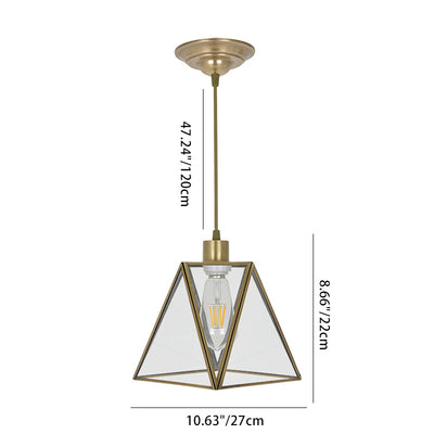 Abat-jour en verre conique nordique contemporain en cuivre complet 1 - Suspension lumineuse pour salle à manger 