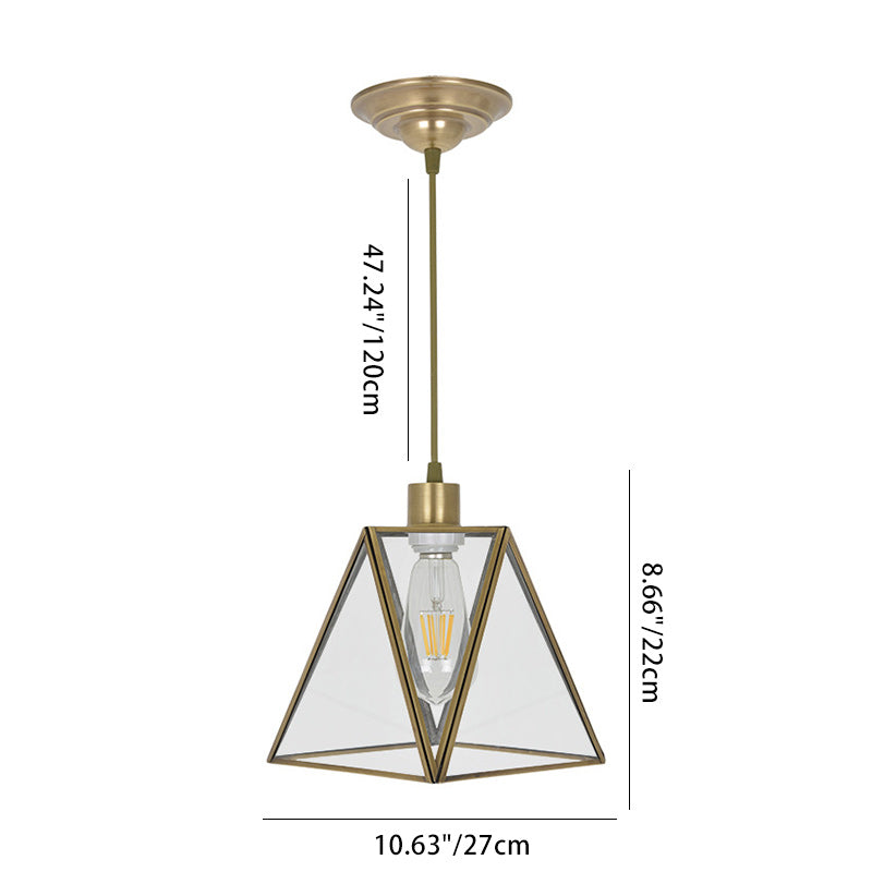 Abat-jour en verre conique nordique contemporain en cuivre complet 1 - Suspension lumineuse pour salle à manger 