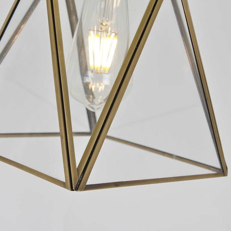Abat-jour en verre conique nordique contemporain en cuivre complet 1 - Suspension lumineuse pour salle à manger 