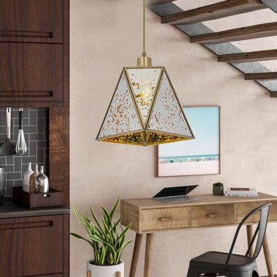 Abat-jour en verre conique nordique contemporain en cuivre complet 1 - Suspension lumineuse pour salle à manger 