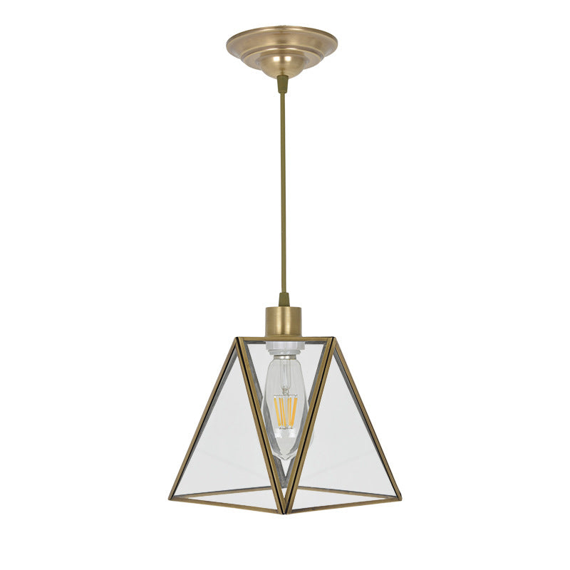 Abat-jour en verre conique nordique contemporain en cuivre complet 1 - Suspension lumineuse pour salle à manger 