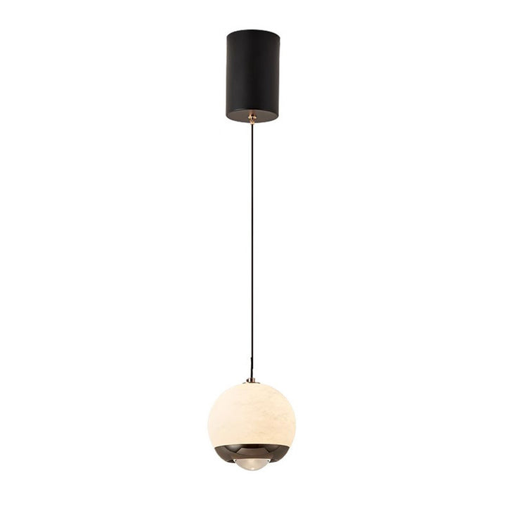 Contemporary Scandinavian Round Ball Marble Carbon Steel LED Pendant Light For Bedroom