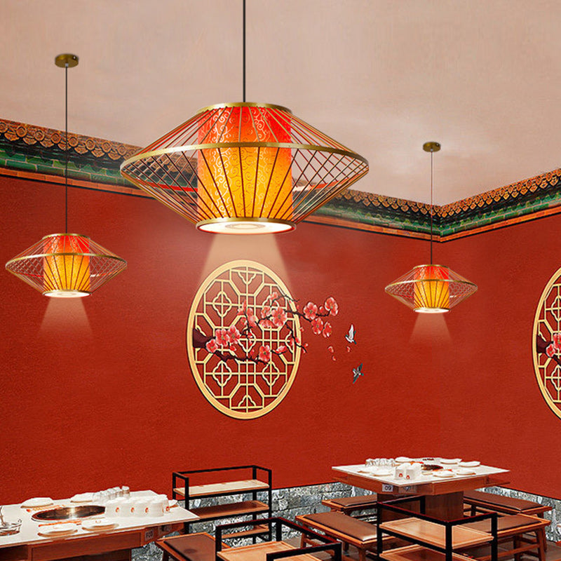 Abat-jour en tissu à motif cylindrique chinois traditionnel Fer 1 - Lustres lumineux pour salle à manger 