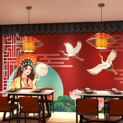 Abat-jour en tissu à motif cylindrique chinois traditionnel Fer 1 - Lustres lumineux pour salle à manger 