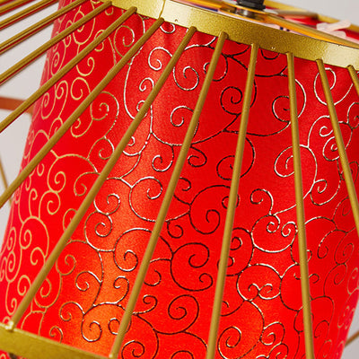 Abat-jour en tissu à motif cylindrique chinois traditionnel Fer 1 - Lustres lumineux pour salle à manger 