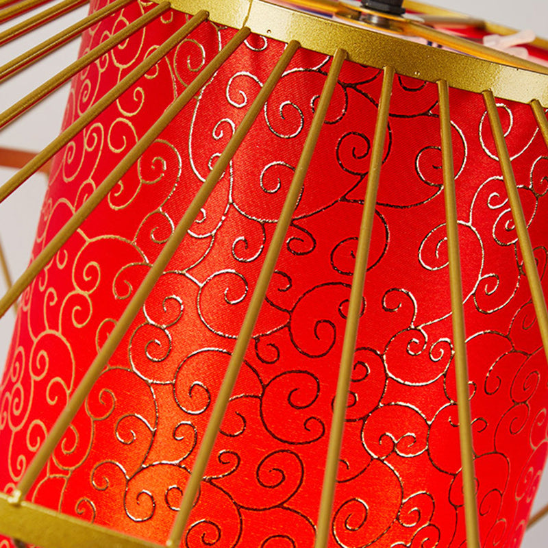 Abat-jour en tissu à motif cylindrique chinois traditionnel Fer 1 - Lustres lumineux pour salle à manger 