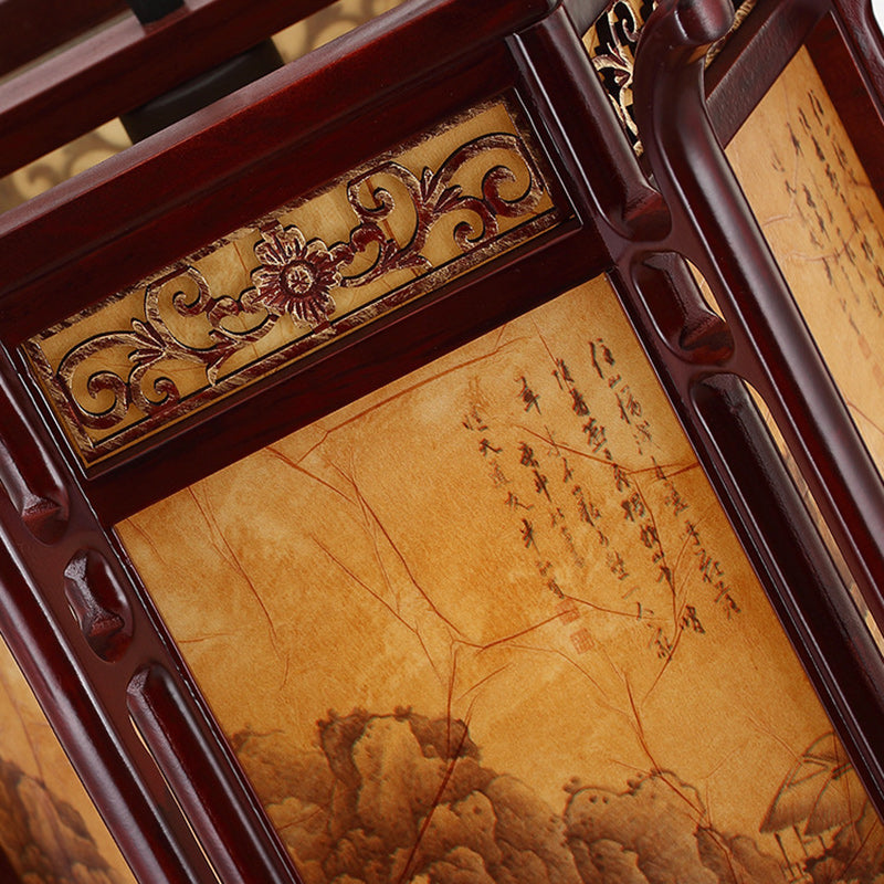 Abat-jour en forme de lanterne chinoise traditionnelle en fausse peau de mouton 1 - Lustres à une lumière pour salle à manger 
