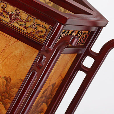 Abat-jour en forme de lanterne chinoise traditionnelle en fausse peau de mouton 1 - Lustres à une lumière pour salle à manger 