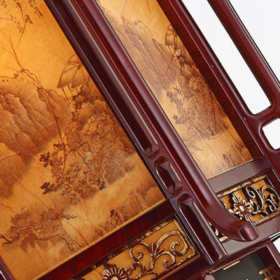 Abat-jour en forme de lanterne chinoise traditionnelle en fausse peau de mouton 1 - Lustres à une lumière pour salle à manger 