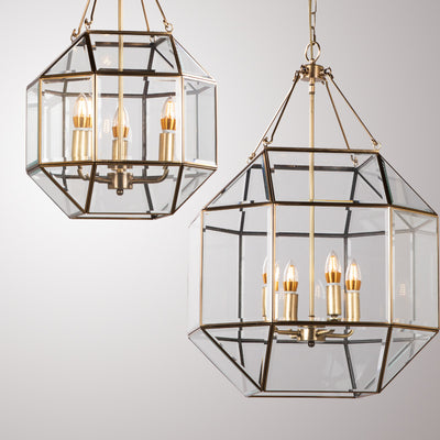 Zeitgenössischer Retro Polygonale Kugel Vollkupfer-Glas-Lampenschirm 3/4 - Licht Kronleuchter für Wohnzimmer 