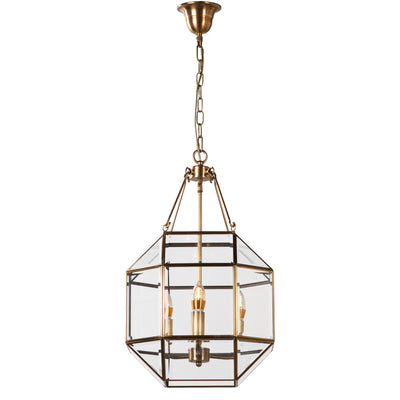 Zeitgenössischer Retro Polygonale Kugel Vollkupfer-Glas-Lampenschirm 3/4 - Licht Kronleuchter für Wohnzimmer 