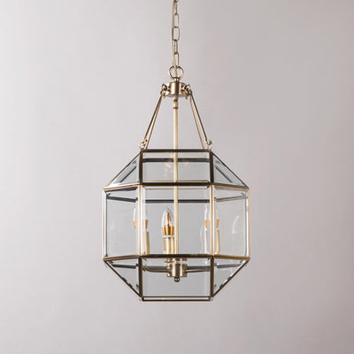 Zeitgenössischer Retro Polygonale Kugel Vollkupfer-Glas-Lampenschirm 3/4 - Licht Kronleuchter für Wohnzimmer 