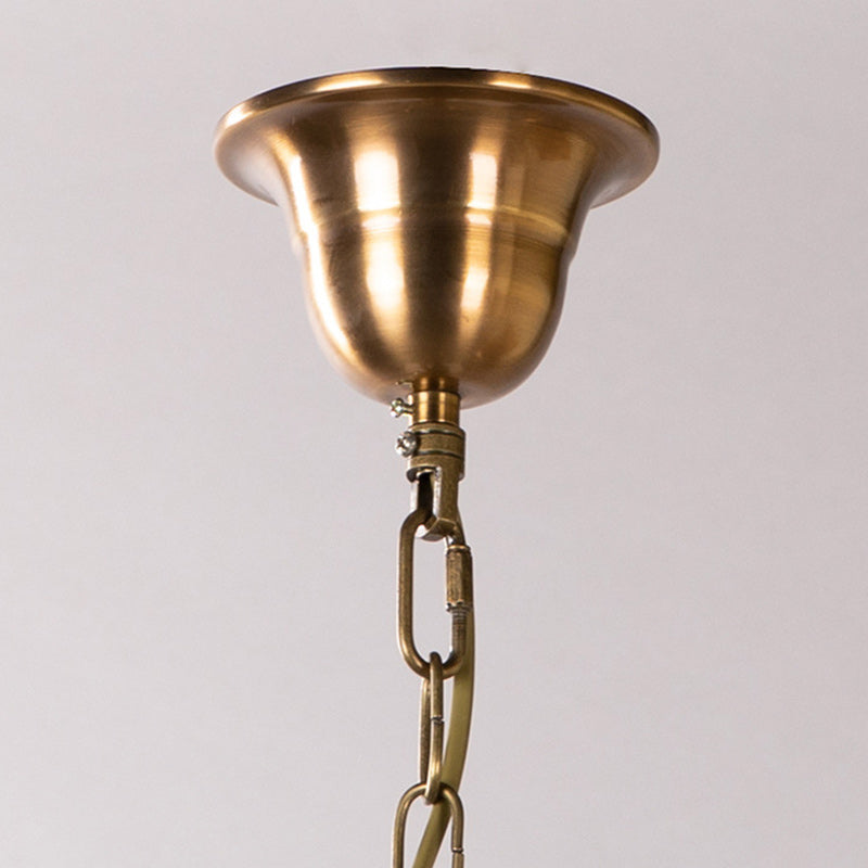 Zeitgenössischer Retro Polygonale Kugel Vollkupfer-Glas-Lampenschirm 3/4 - Licht Kronleuchter für Wohnzimmer 
