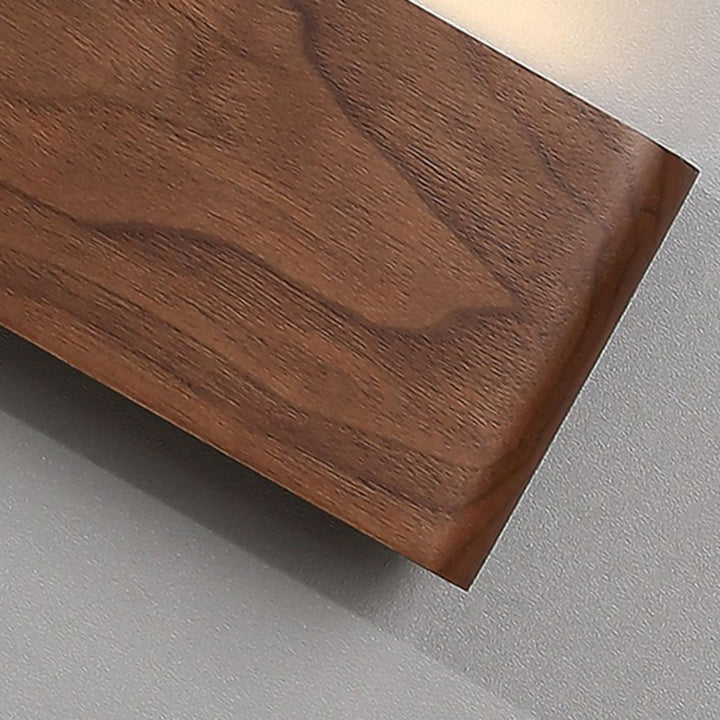 Moderne minimalistische rechteckige Streifen Aluminium Walnuss PC LED Wandleuchte für Wohnzimmer 