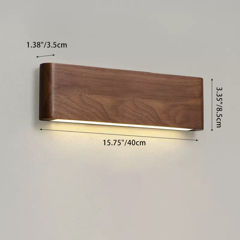 Moderne minimalistische rechteckige Streifen Aluminium Walnuss PC LED Wandleuchte für Wohnzimmer 