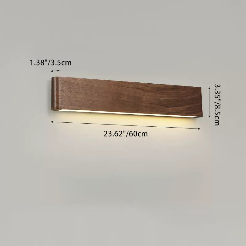 Moderne minimalistische rechteckige Streifen Aluminium Walnuss PC LED Wandleuchte für Wohnzimmer 