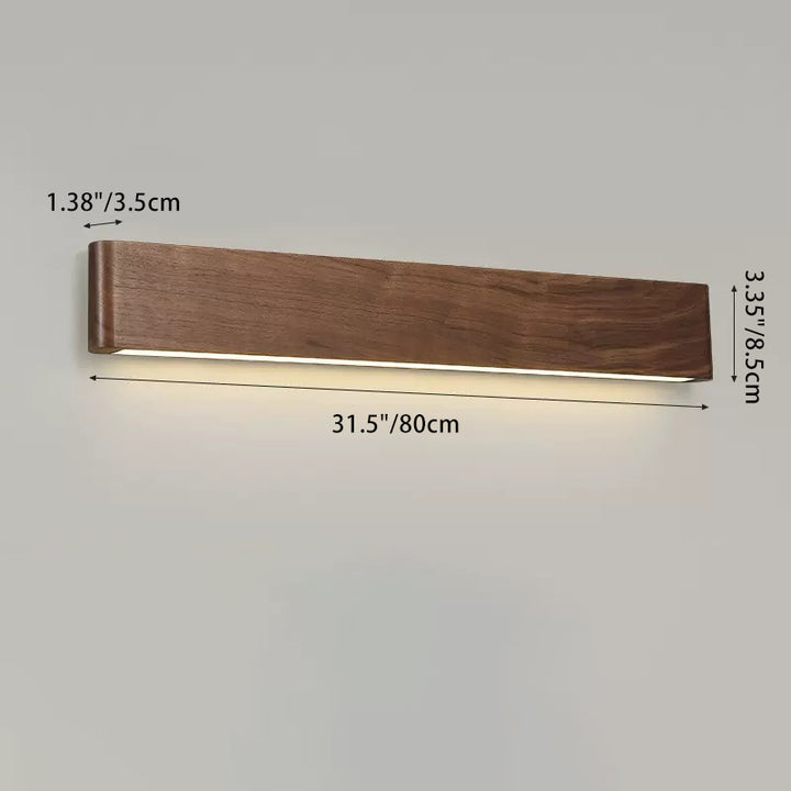 Moderne minimalistische rechteckige Streifen Aluminium Walnuss PC LED Wandleuchte für Wohnzimmer 