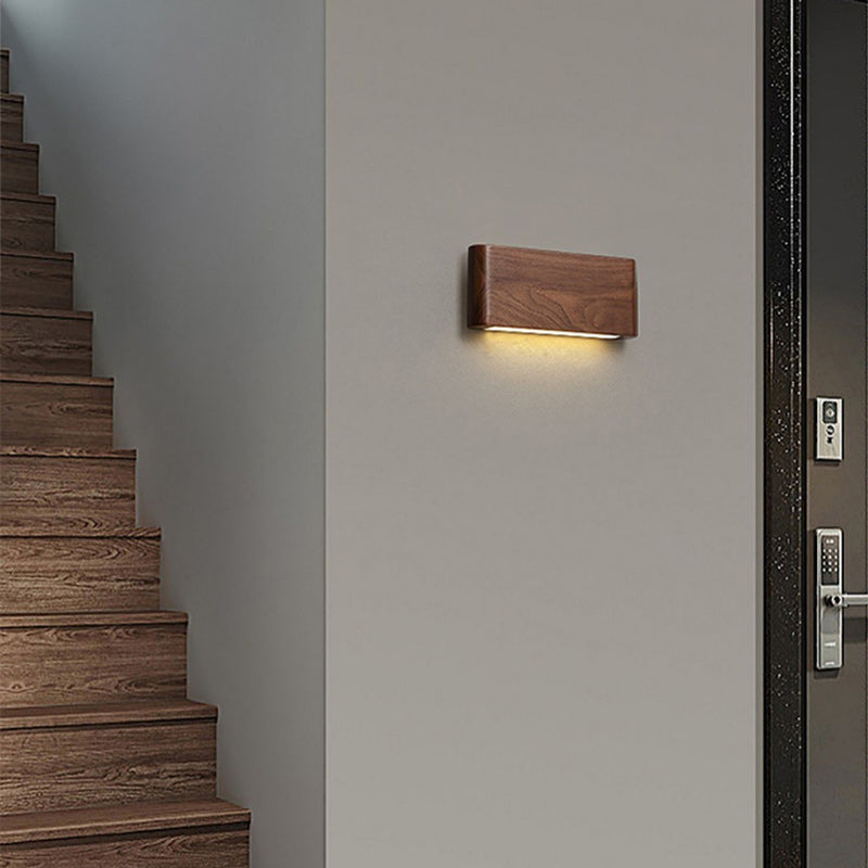 Moderne minimalistische rechteckige Streifen Aluminium Walnuss PC LED Wandleuchte für Wohnzimmer 