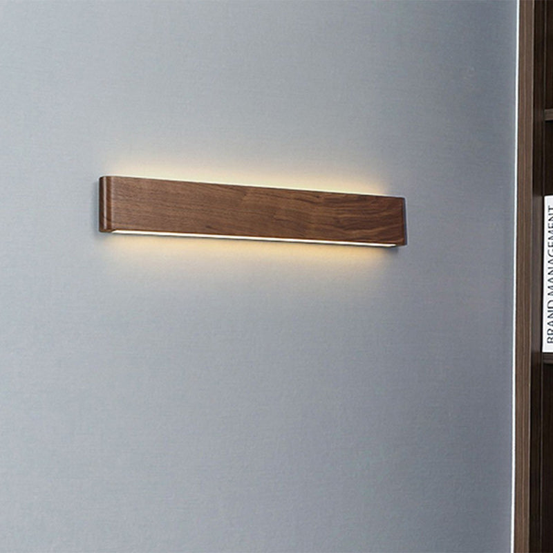 Moderne minimalistische rechteckige Streifen Aluminium Walnuss PC LED Wandleuchte für Wohnzimmer 