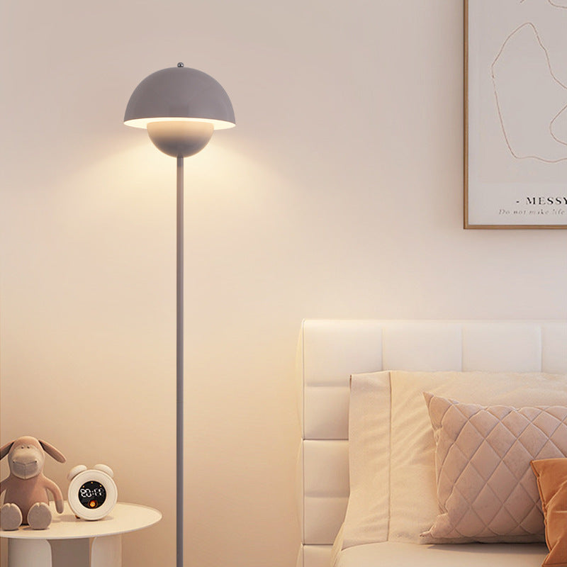 Contemporary Scandinavian Mushroom Hardware Iron Lampshade 1 - Light Standing Floor Lamp For Living Room