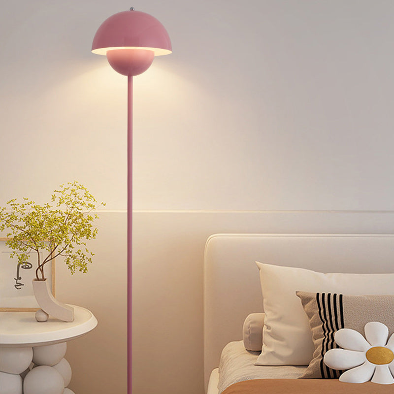 Contemporary Scandinavian Mushroom Hardware Iron Lampshade 1 - Light Standing Floor Lamp For Living Room