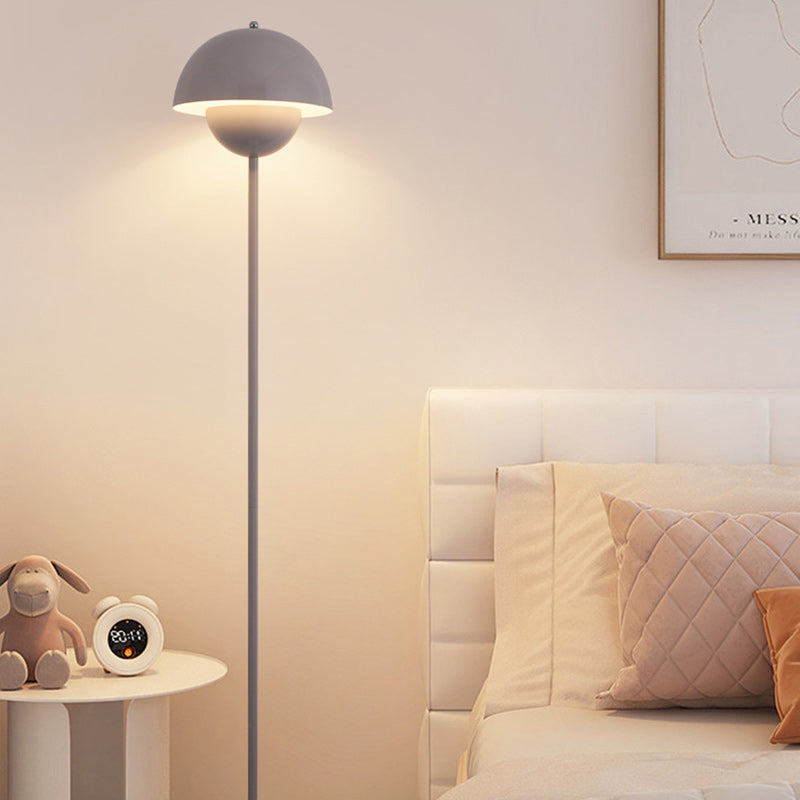 Contemporary Scandinavian Mushroom Hardware Iron Lampshade 1 - Light Standing Floor Lamp For Living Room