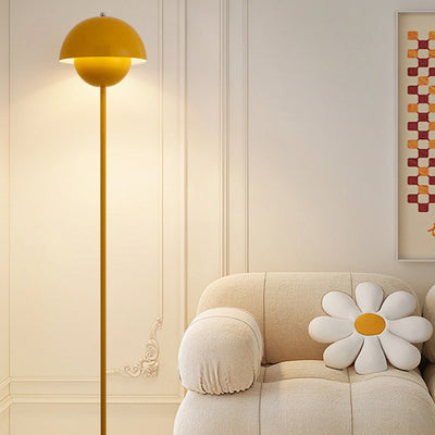 Contemporary Scandinavian Mushroom Hardware Iron Lampshade 1 - Light Standing Floor Lamp For Living Room