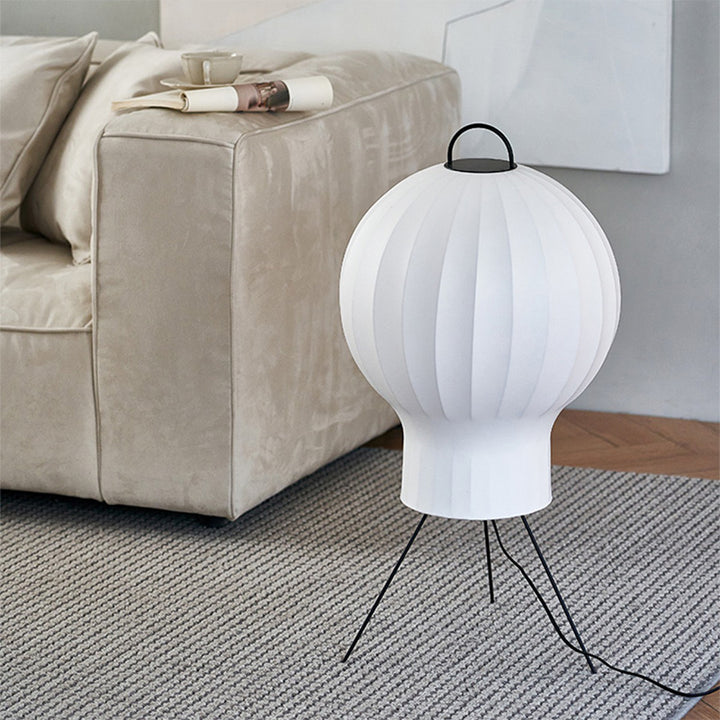Contemporary Creative Jellyfish Shape Iron Imitation Silk Lampshade 1 - Light Standing Floor Lamp For Living Room