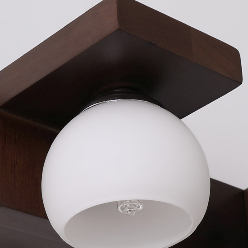 Lampe murale contemporaine nordique rectangulaire en bois massif avec verre 2/3 - Applique pour miroir de salle de bain 