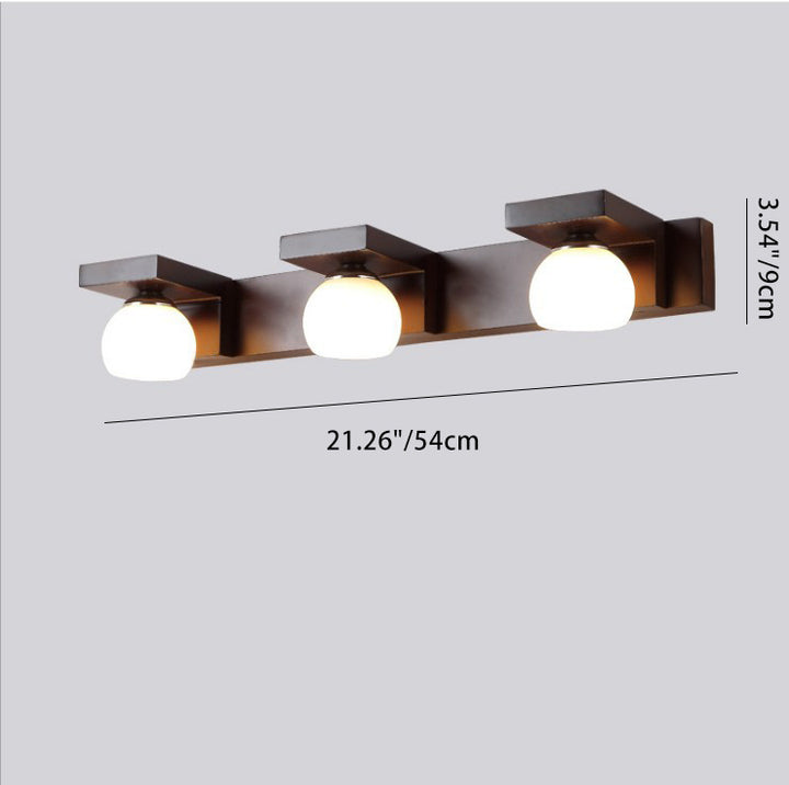 Lampe murale contemporaine nordique rectangulaire en bois massif avec verre 2/3 - Applique pour miroir de salle de bain 